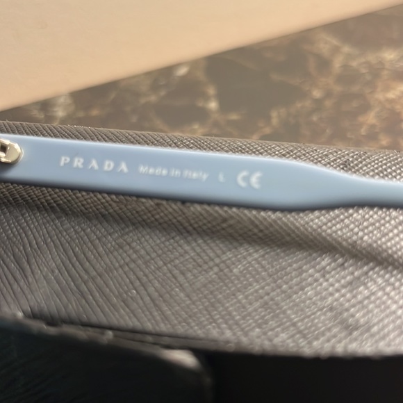 Prada Milano squared sunglasses. Brown spotted and Black with blue inside trim. - Picture 6 of 7